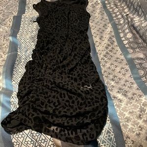 Black backless mini see through mesh dress